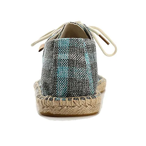 Alexis Leroy Checked Canvas Men Espadrilles New Blue 41 M EU / 7-7.5 M US