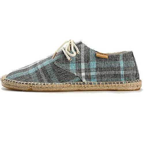 Alexis Leroy Checked Canvas Men Espadrilles New Blue 41 M EU / 7-7.5 M US