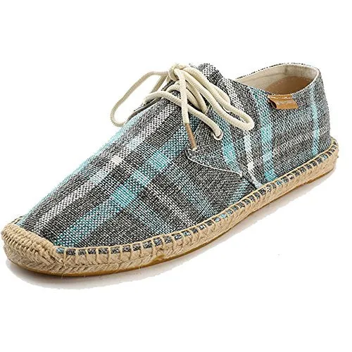 Alexis Leroy Checked Canvas Men Espadrilles New Blue 41 M EU / 7-7.5 M US