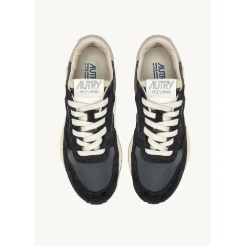 Autry Reelwind Low Sneakers in Black Nylon and Suede