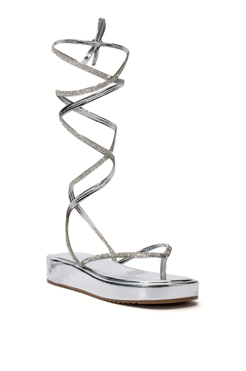 AZALEA WANG FLATFORM SANDAL IN METALLIC SILVER