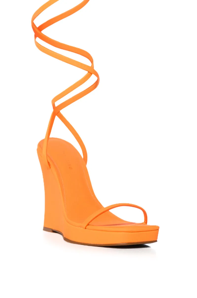 AZALEA WANG KHALIFA ORANGE WEDGE SANDAL