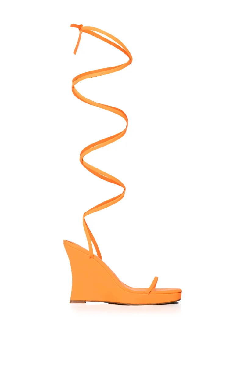 AZALEA WANG KHALIFA ORANGE WEDGE SANDAL