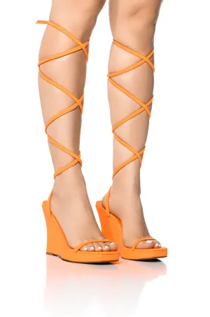 AZALEA WANG KHALIFA ORANGE WEDGE SANDAL