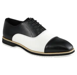 Black and White Men's Fashion Design Lace-Up Leather Shoes Style No-CAMDEN