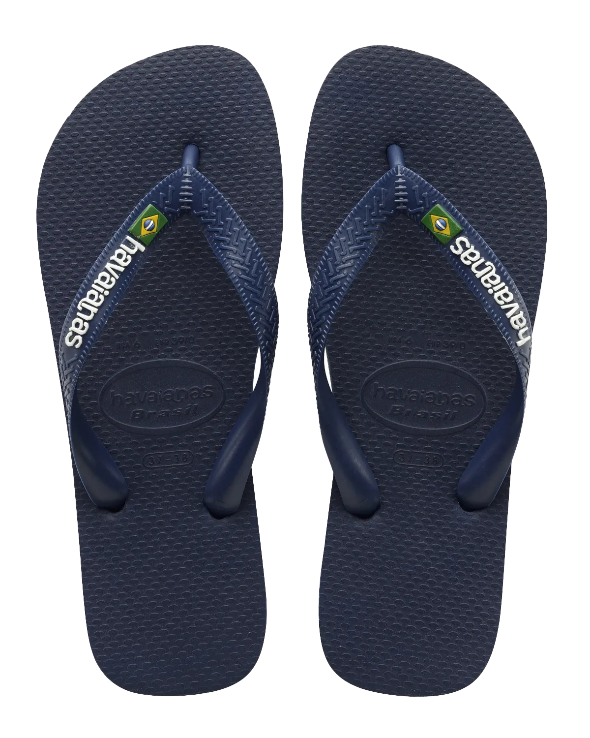 Boys Brazil Logo Flip Flops in Navy Blue