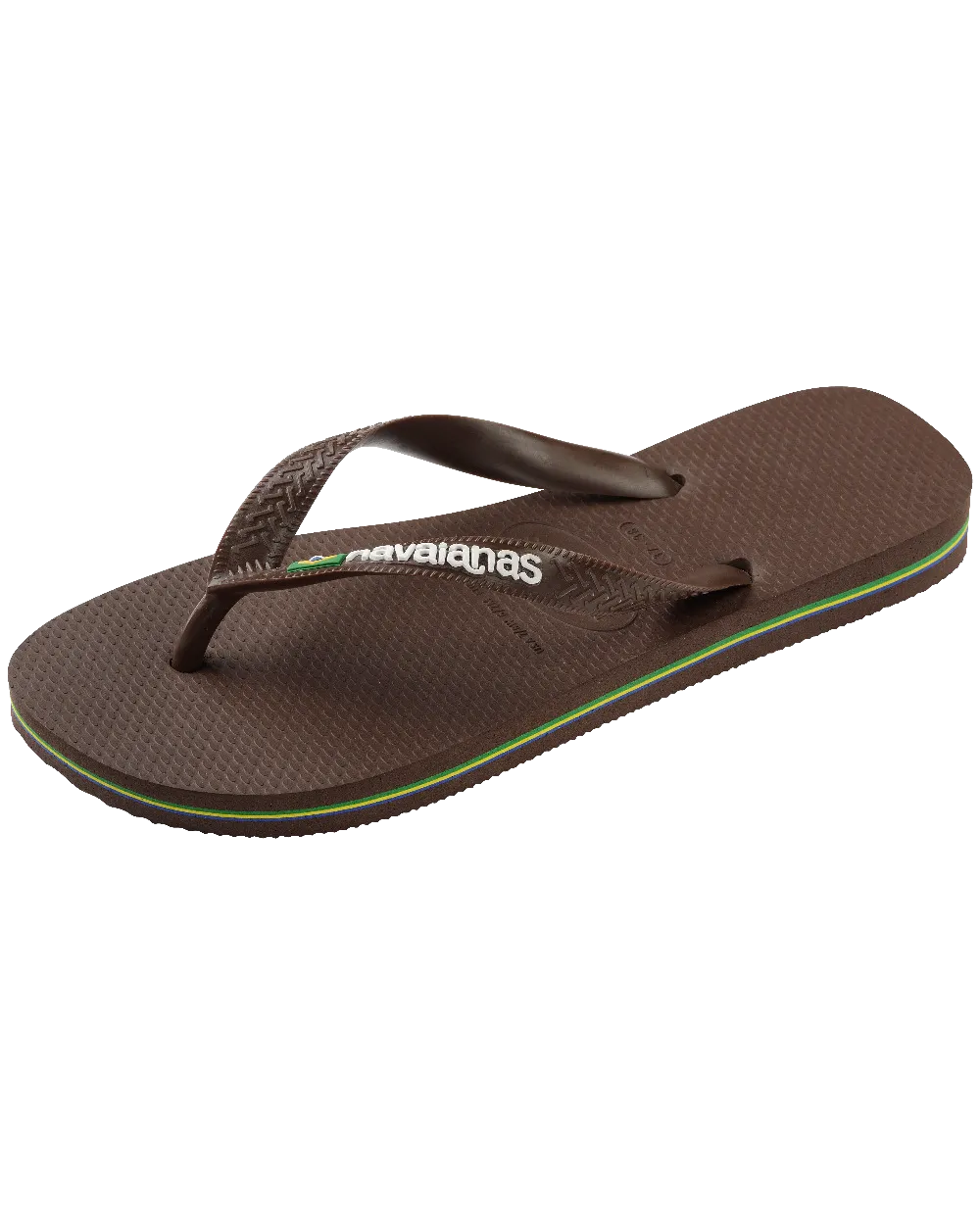 Brazil Logo Flip Flops in Dark Brown & White