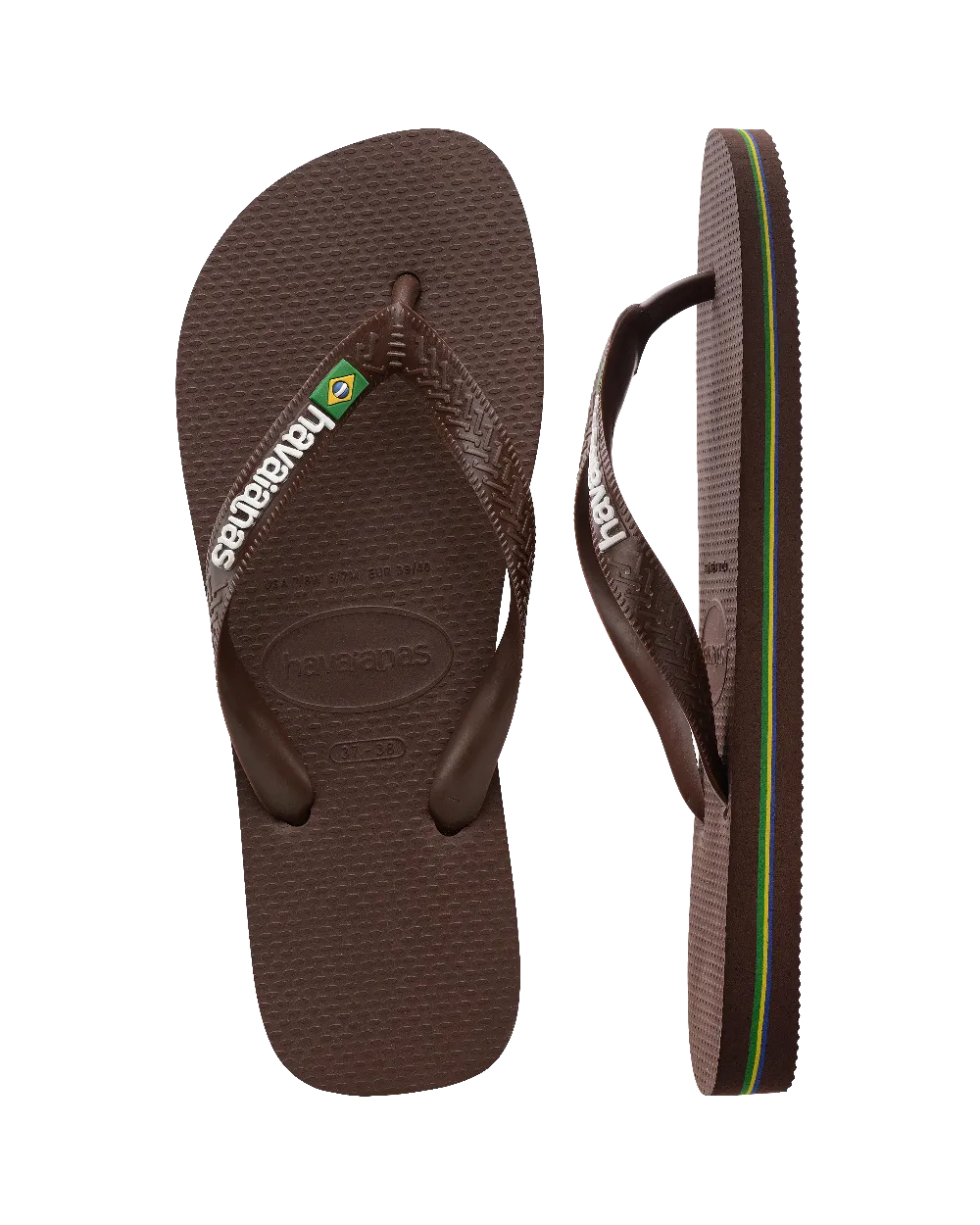 Brazil Logo Flip Flops in Dark Brown & White