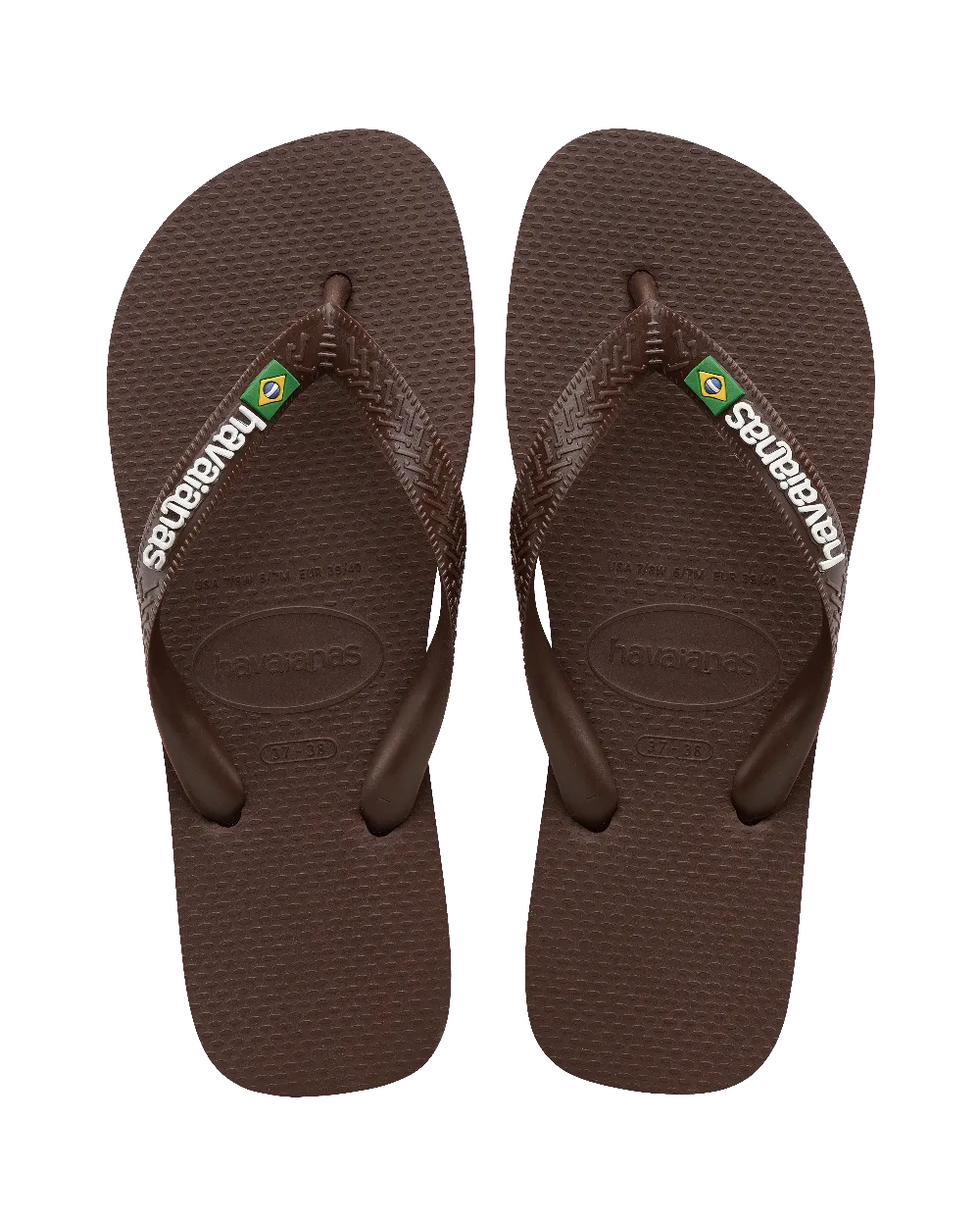 Brazil Logo Flip Flops in Dark Brown & White