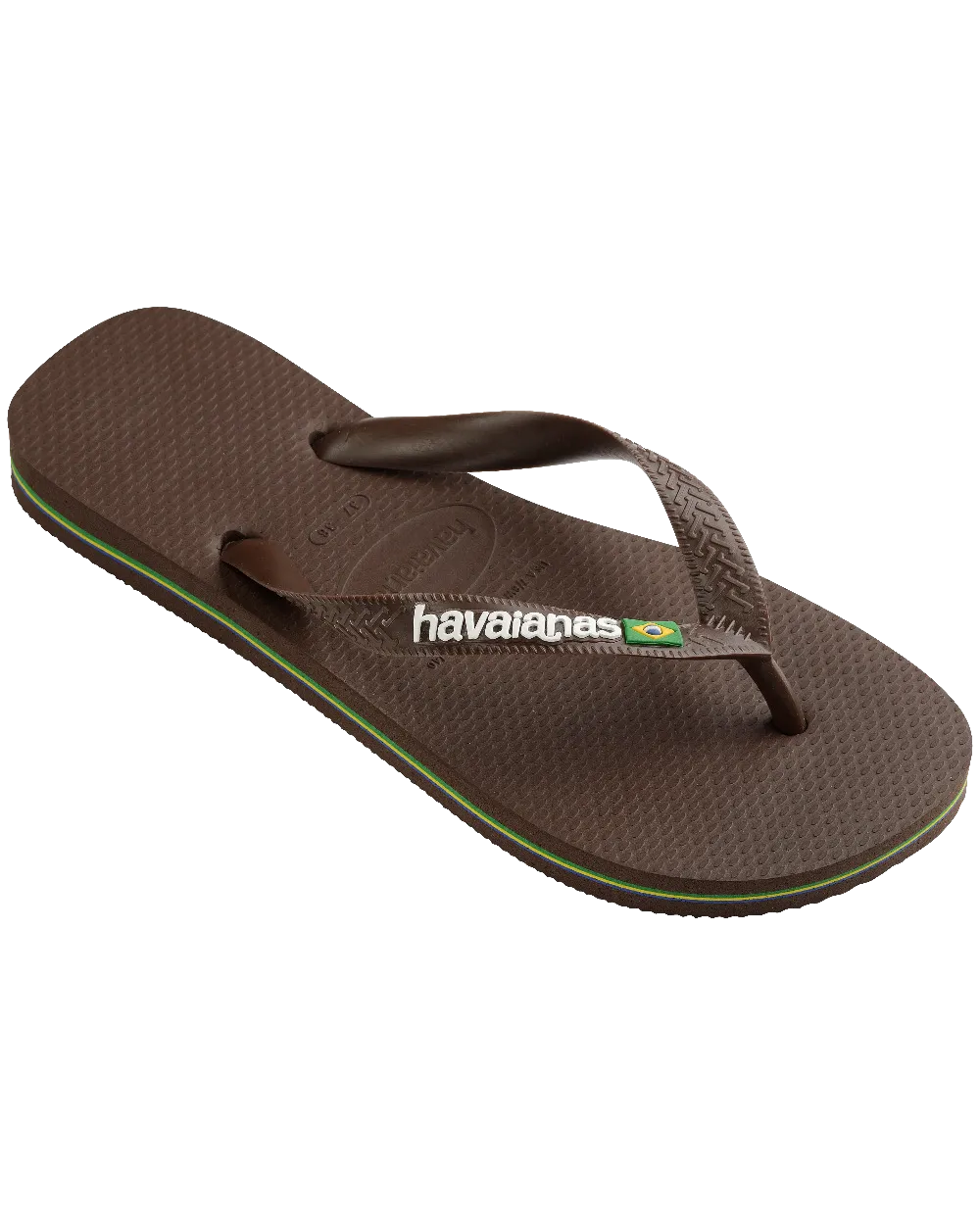 Brazil Logo Flip Flops in Dark Brown & White