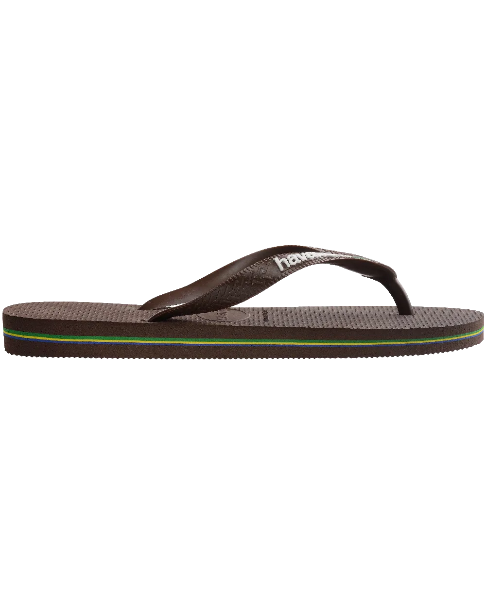 Brazil Logo Flip Flops in Dark Brown & White