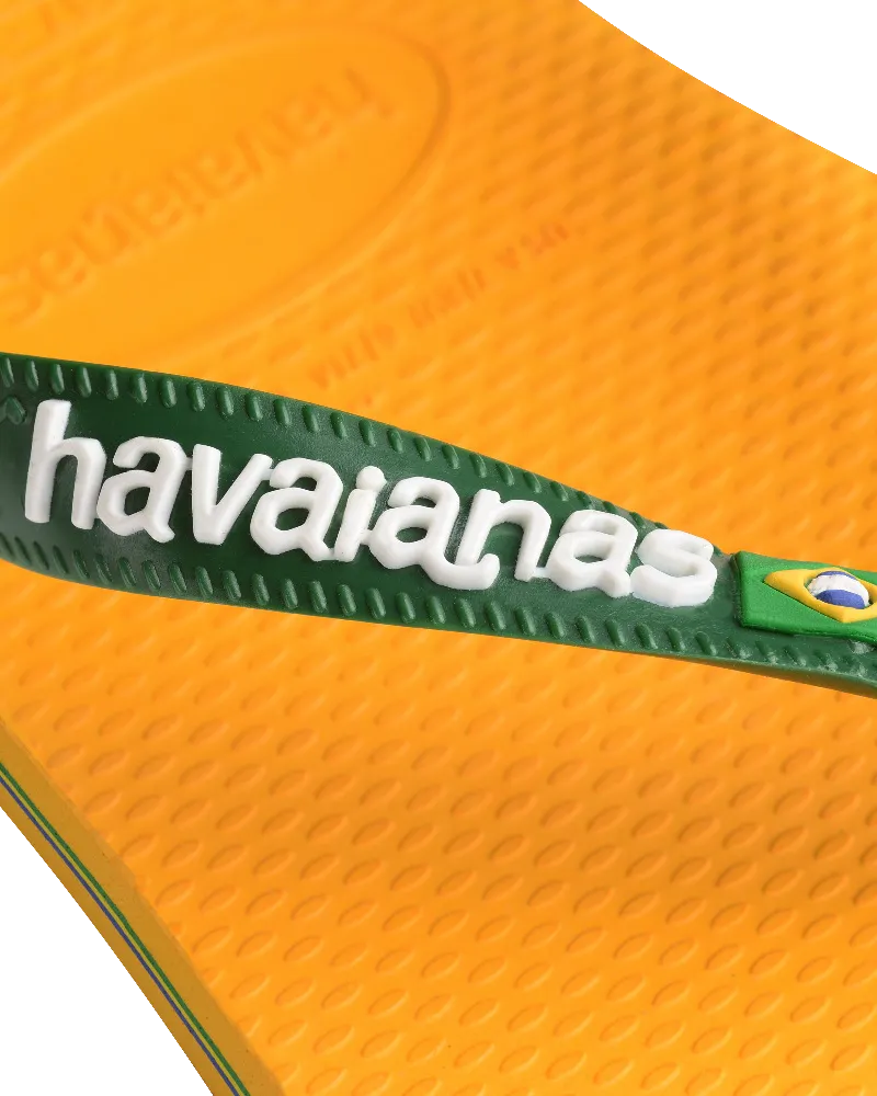 Brazil Logo Flip Flops in Pop Yellow