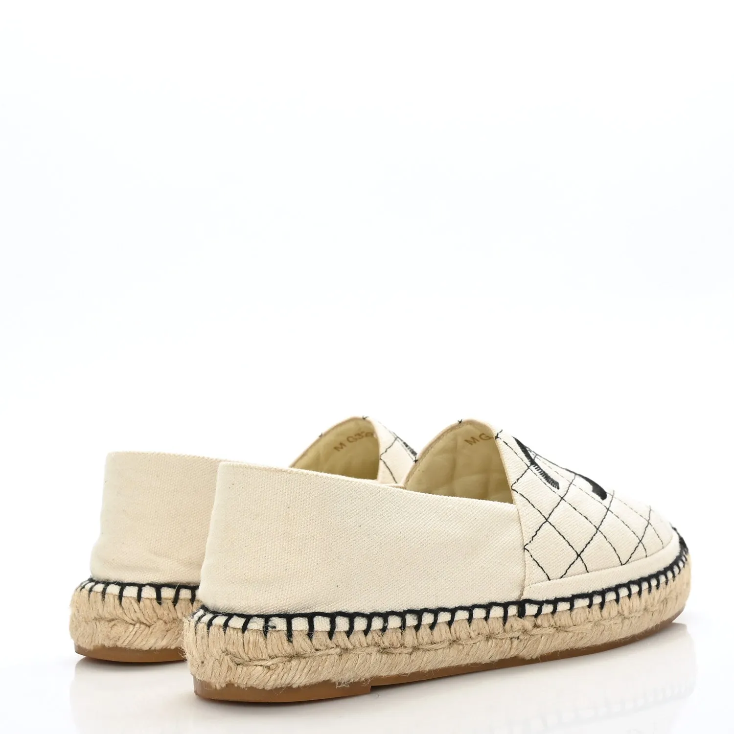 CHANEL BIARRITZ CC QUILTED CANVAS ESPADRILLS