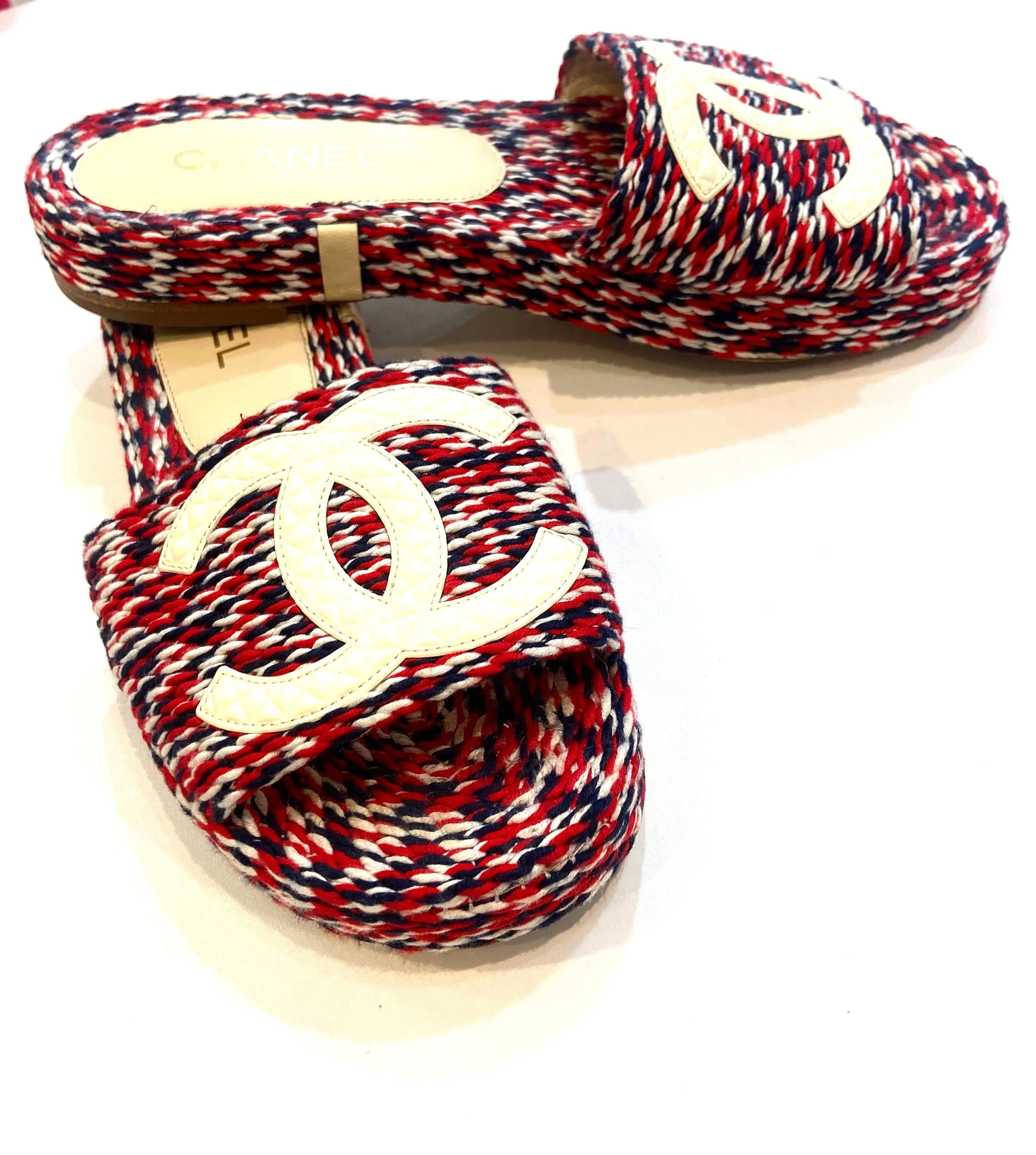 CHANEL CC CORD ESPADRILLE MULES