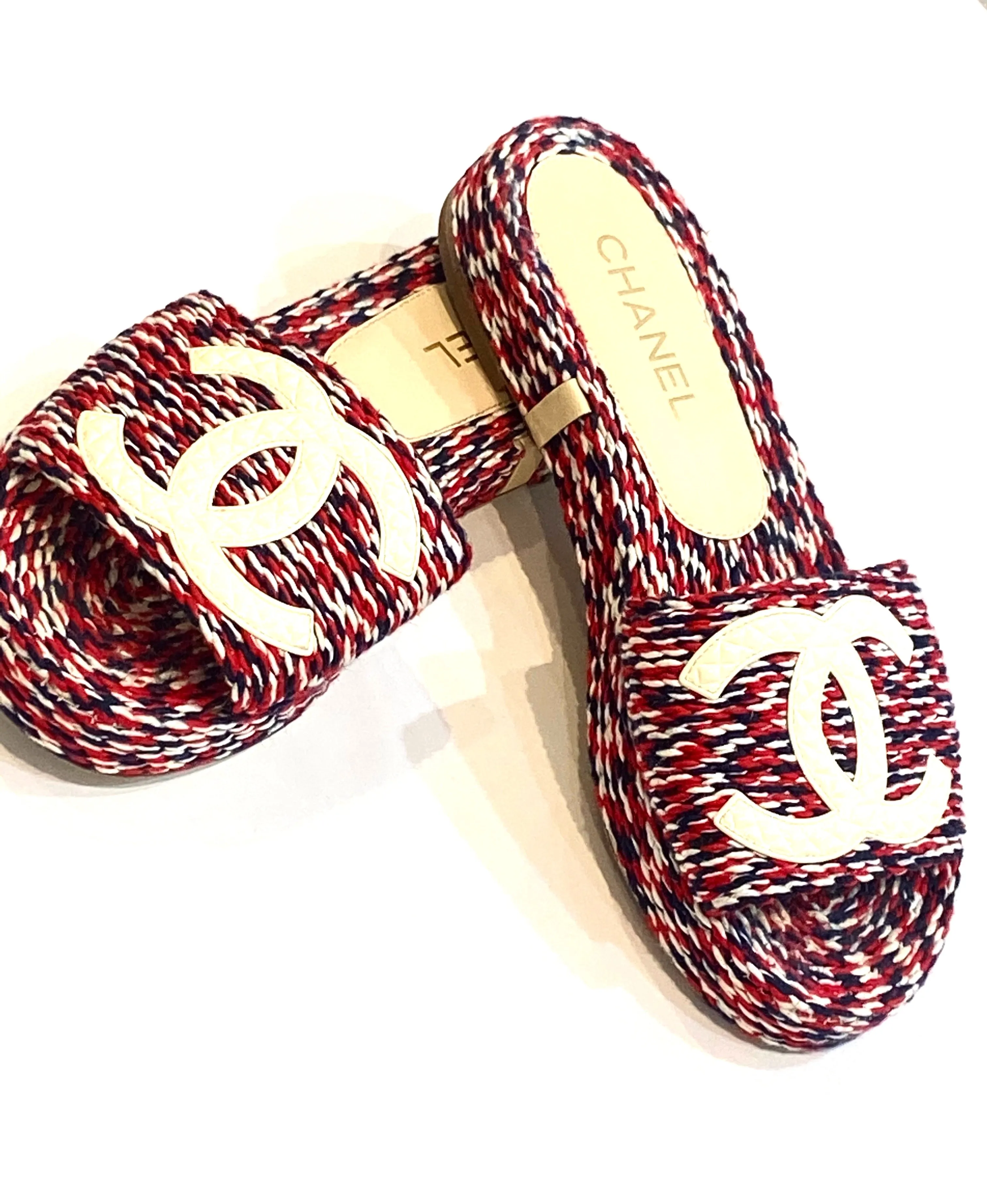 CHANEL CC CORD ESPADRILLE MULES