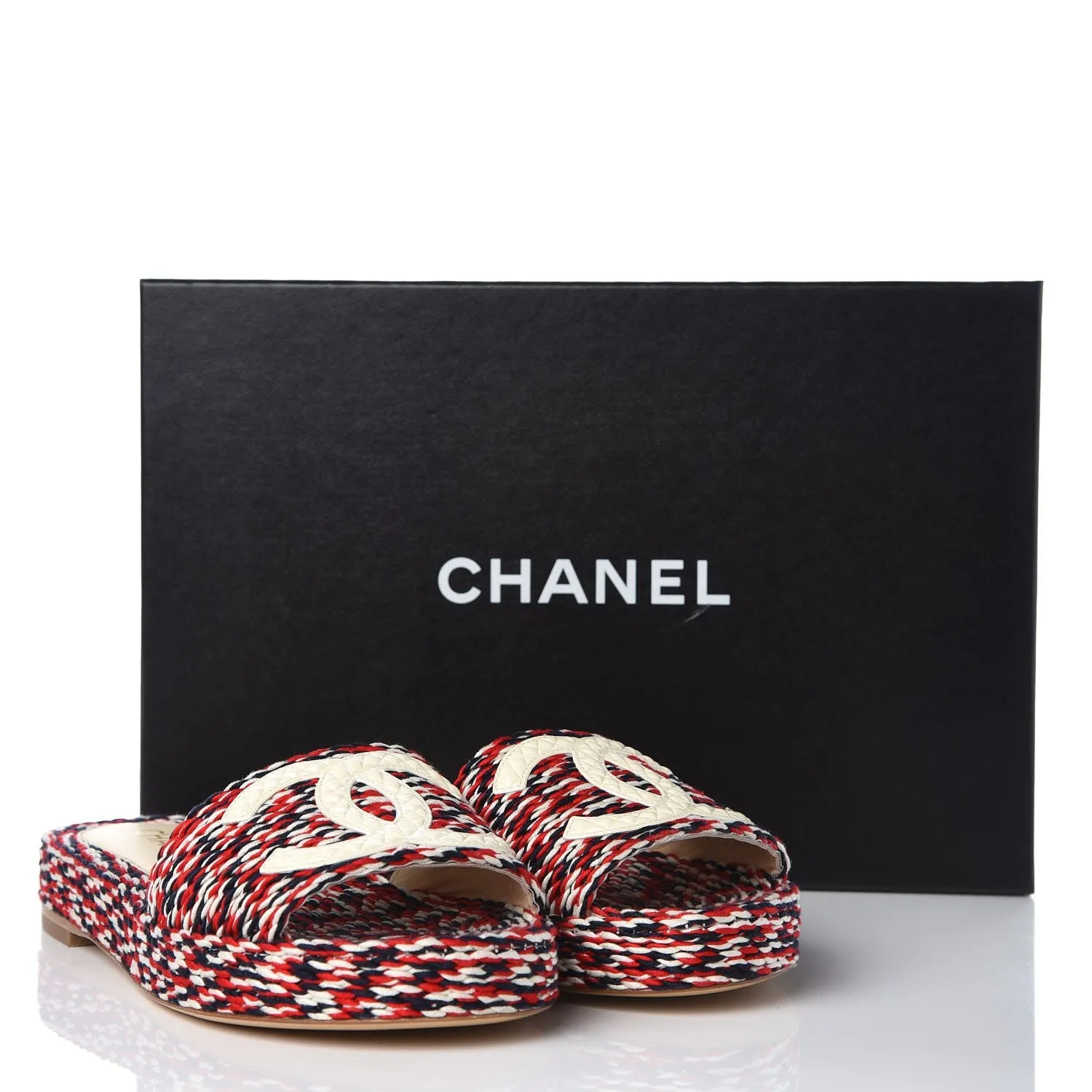 CHANEL CC CORD ESPADRILLE MULES