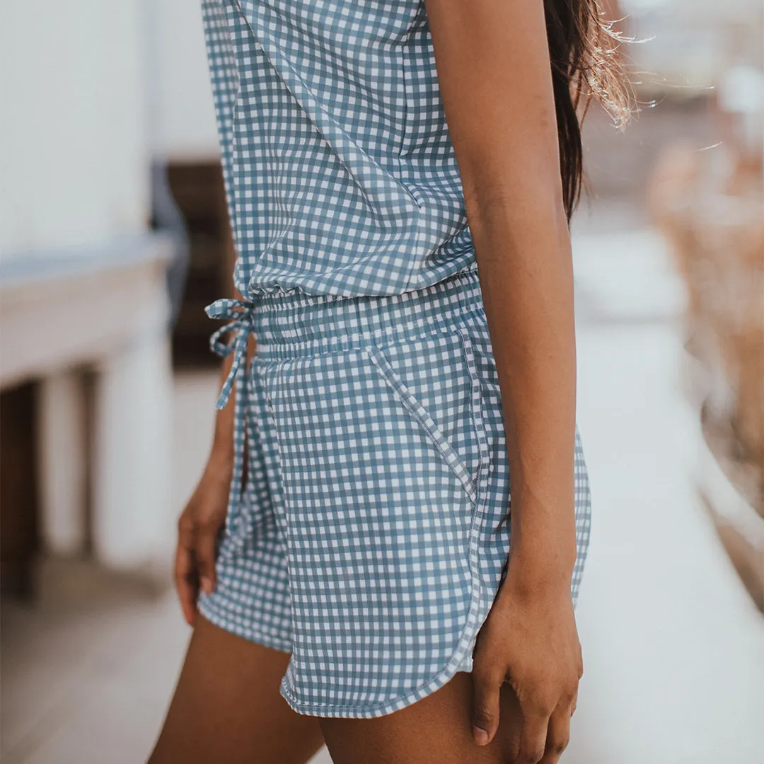 Dusk Check Tank Romper