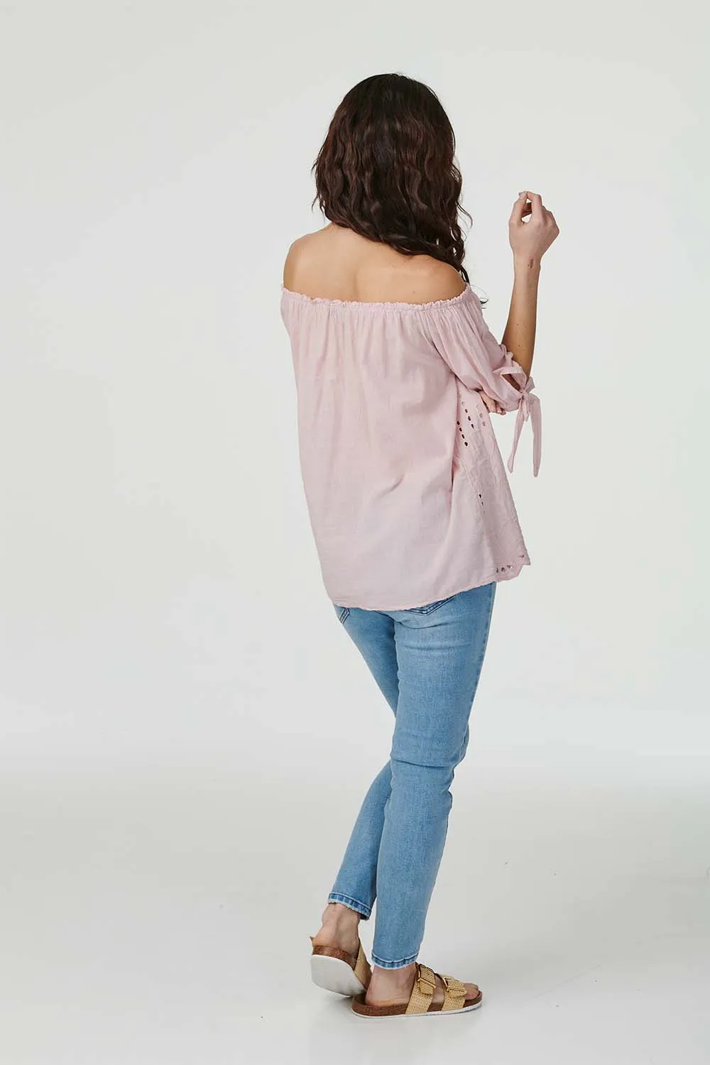 Embroidered Off The Shoulder Blouse