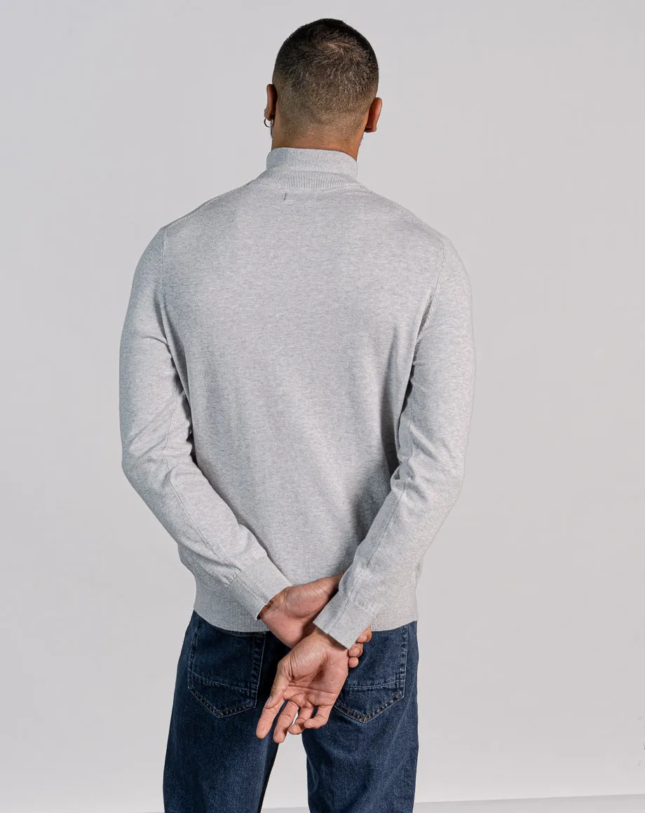 ESSENTIAL HALF ZIP KNITTED JUMPER - MID GREY