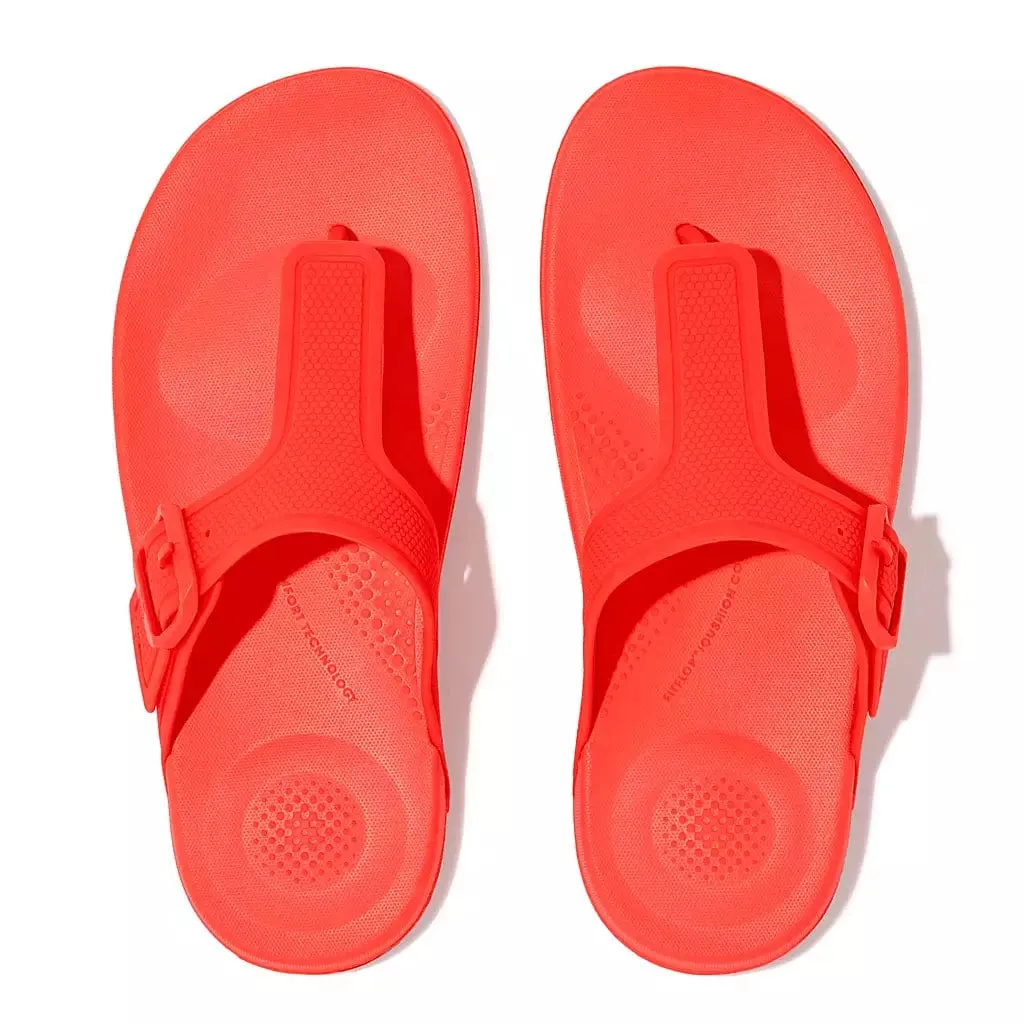 FitFlop Iqushion Adjustable Buckle Flip-Flops Neon Orange