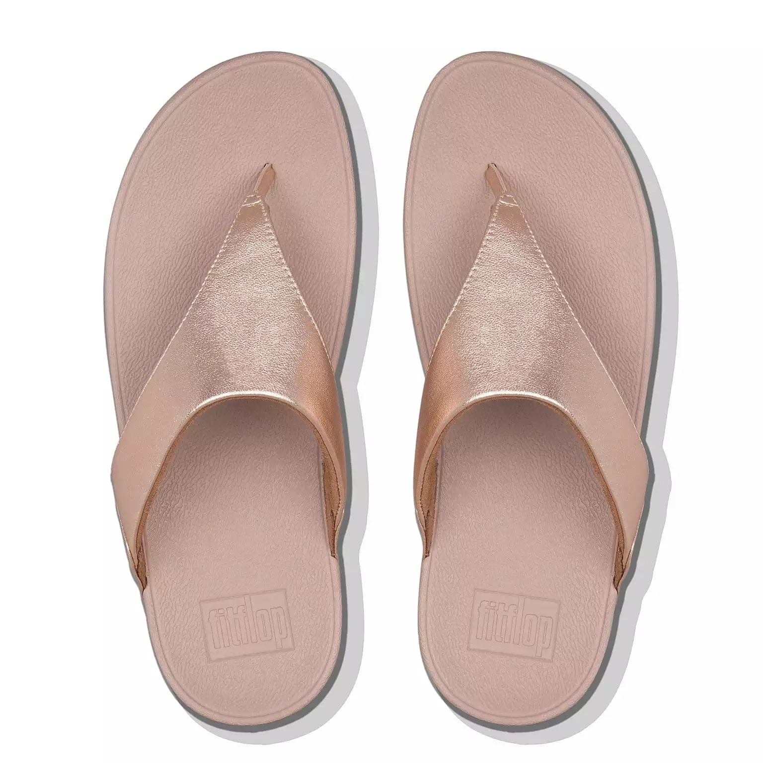 FitFlop Lulu Leather Toe-Post Sandals in Rose Gold