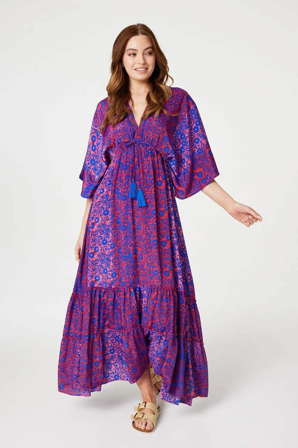 Floral Batwing Maxi Dress