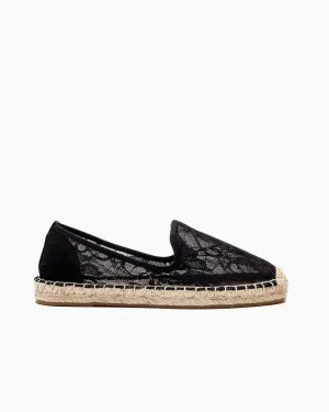 Floral Pattern Mesh Panel Espadrille Flats