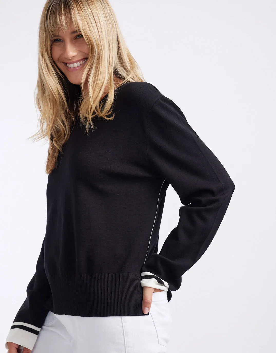 Giselle Lightweight Knit Top  - Black