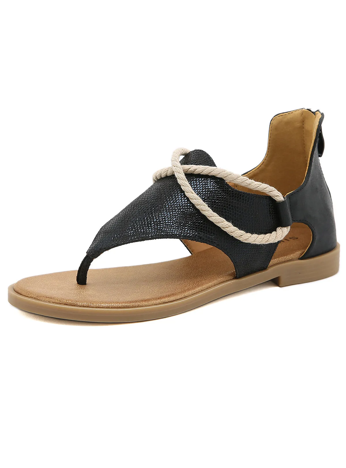 Hemp Rope Roman Sandal Back Zipper