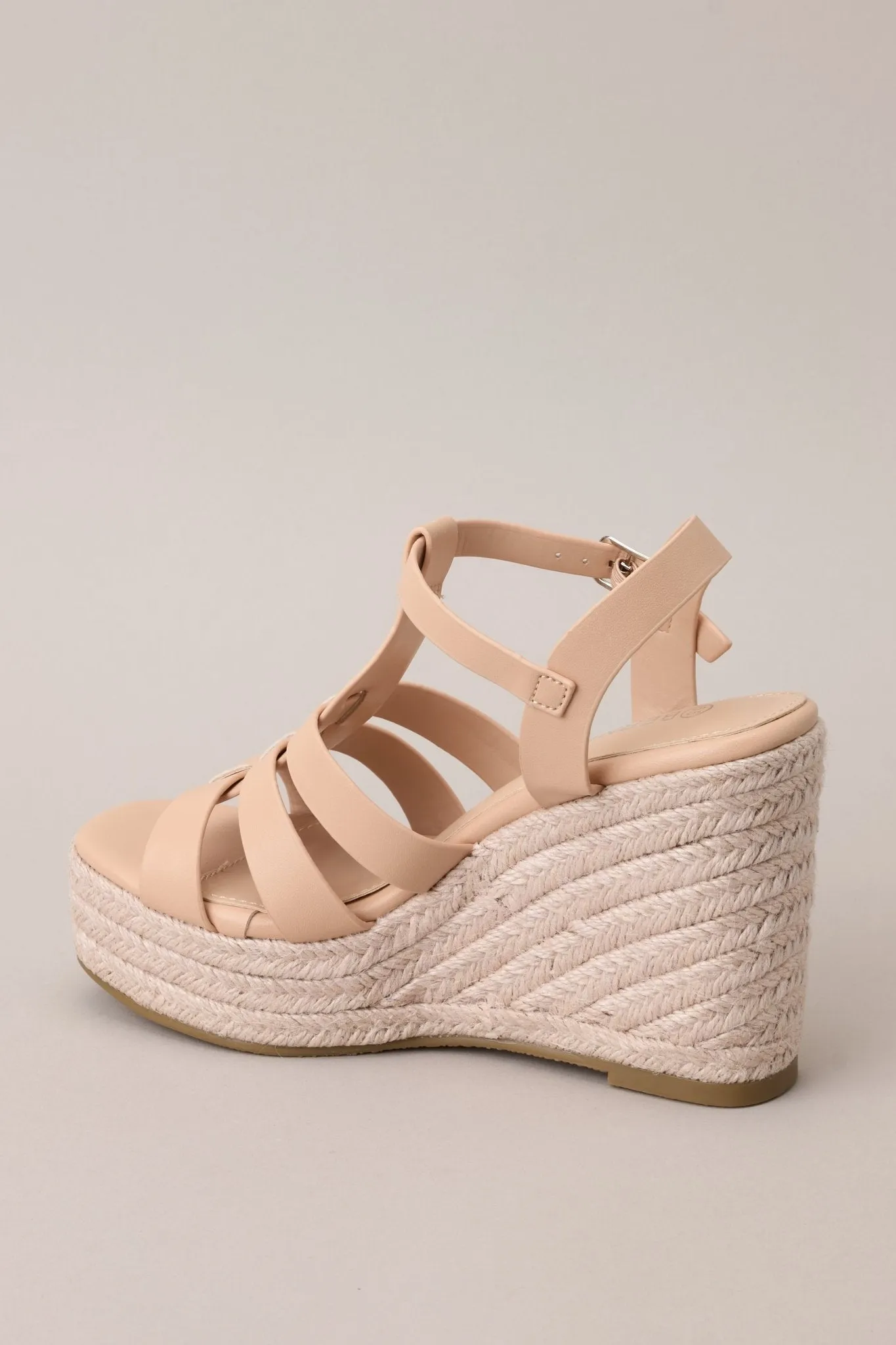 Just Wandering Beige Espadrille Platform Wedge Sandals