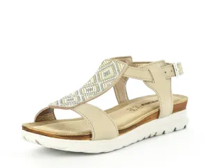 LADIES BEIGE OPEN TOE ANKLE STRAP SUMMER SANDAL