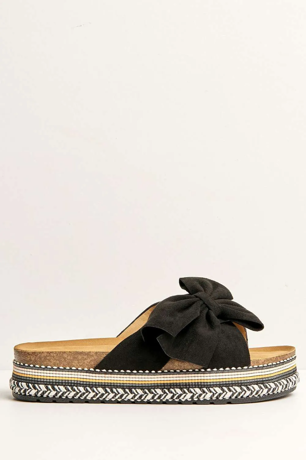 Lucia Crossover Knotted Bow Band Espadrilles in Black