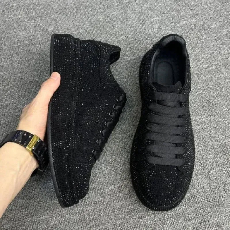 Luxury Designer Fashion Men’s Red Black Rhinestone Platform Shoes – Casual Flats Moccasins Male Sneakers Espadrilles