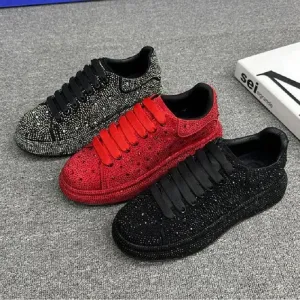 Luxury Designer Fashion Men’s Red Black Rhinestone Platform Shoes – Casual Flats Moccasins Male Sneakers Espadrilles