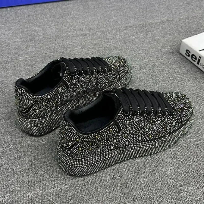 Luxury Designer Fashion Men’s Red Black Rhinestone Platform Shoes – Casual Flats Moccasins Male Sneakers Espadrilles