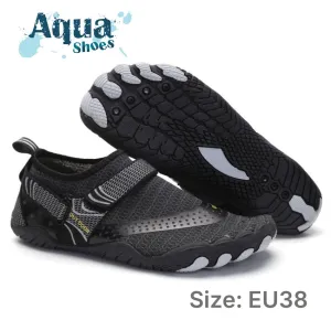 Men Women Water Shoes Barefoot Quick Dry Aqua Shoes - Black Size EU38 = US5