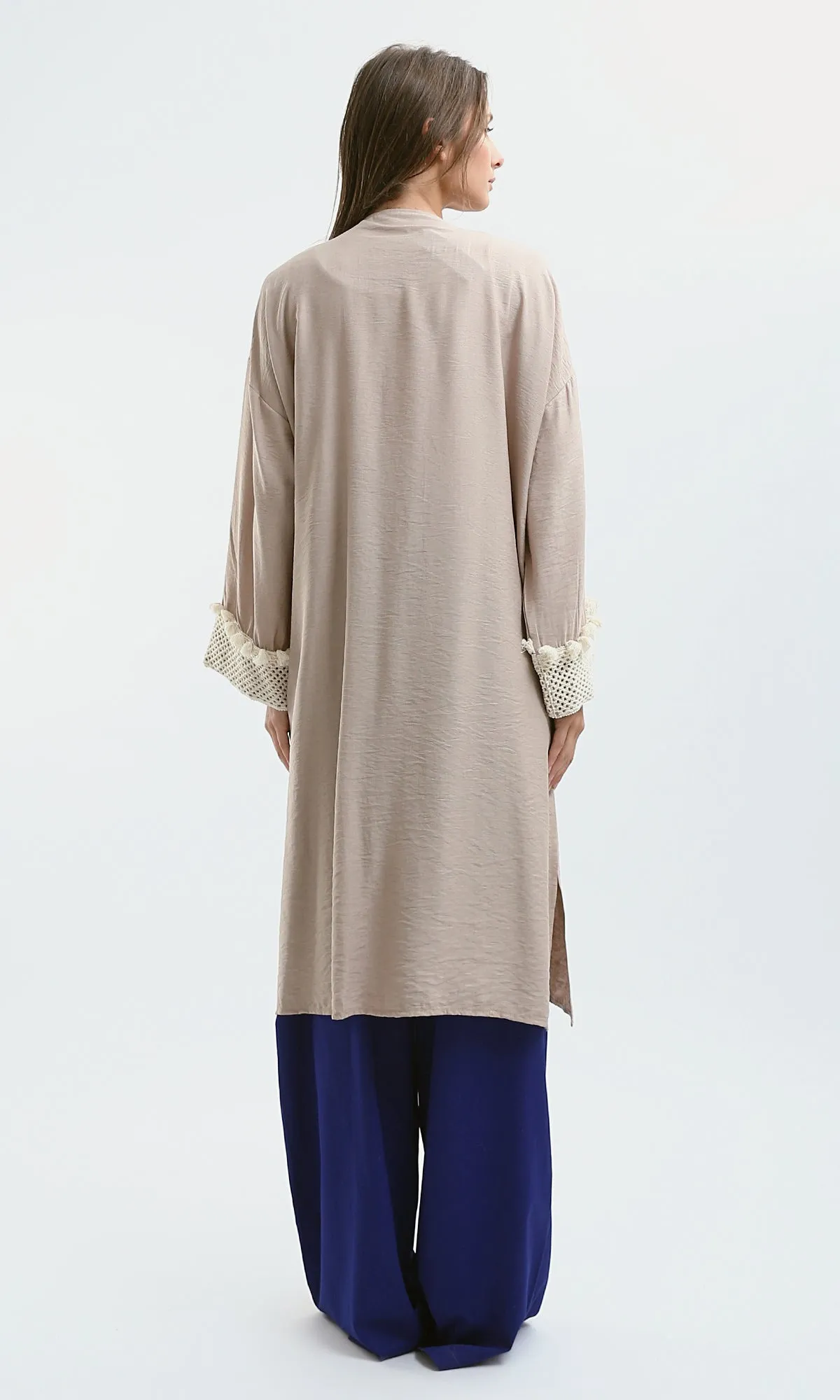 O178809 Casual Slip On Comfy Light Coffee Cardigan