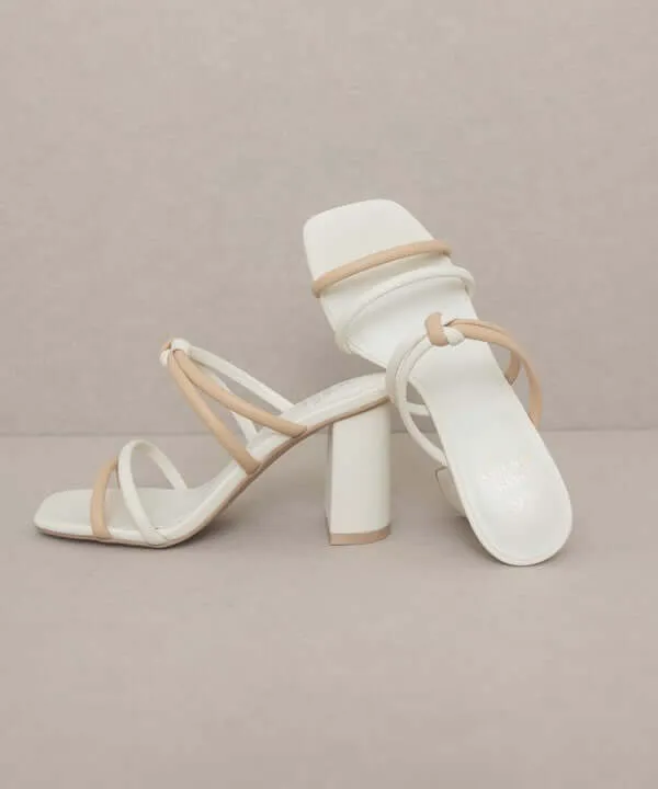 Oasis Society Sawyer - Beige Two Strap Summer Heels Sandals