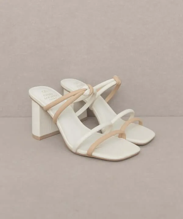 Oasis Society Sawyer - Beige Two Strap Summer Heels Sandals