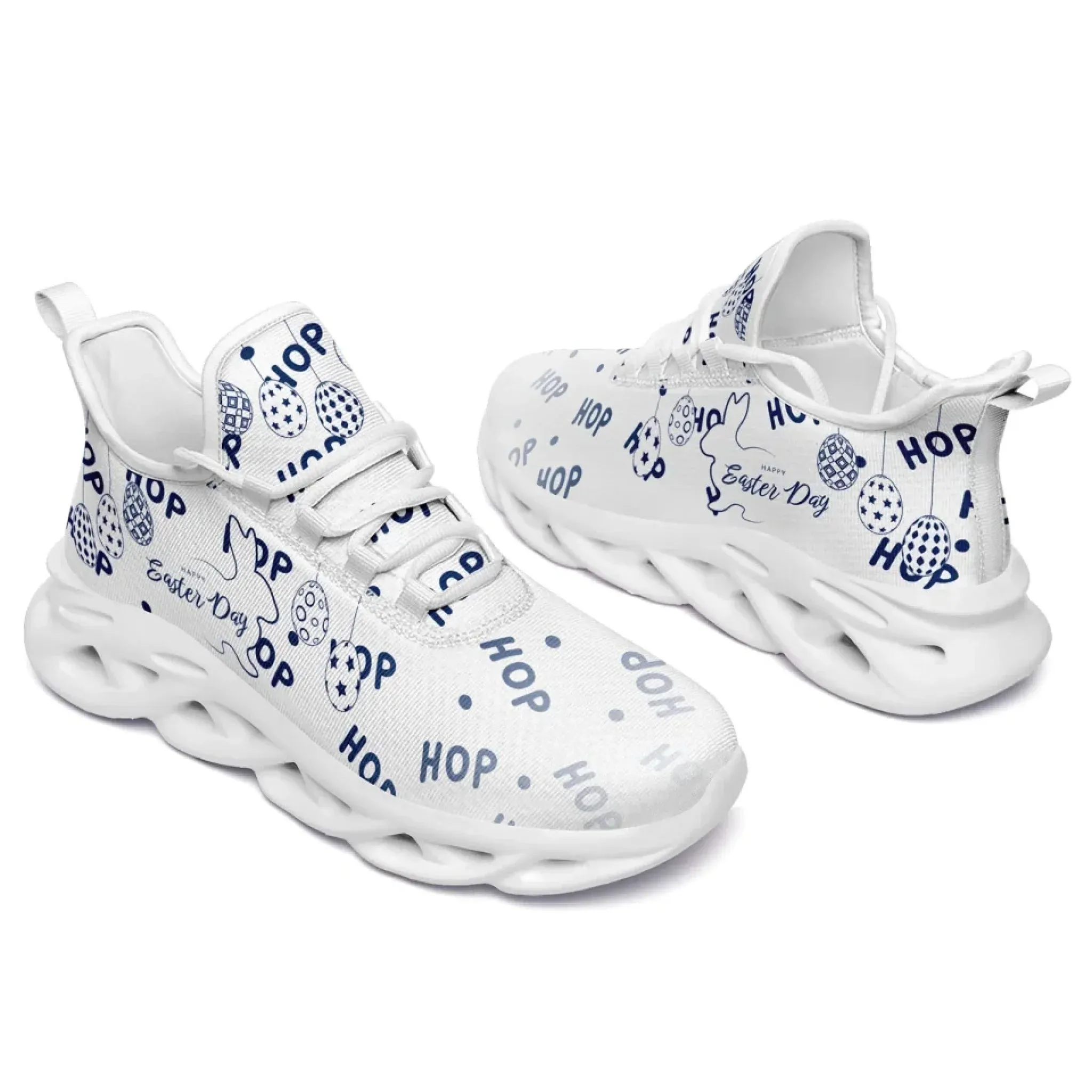 Personalized Easter Bunny Sneakers, Custom Breathable Walking Shoes, Lightweight Running Shoes for Men and Women