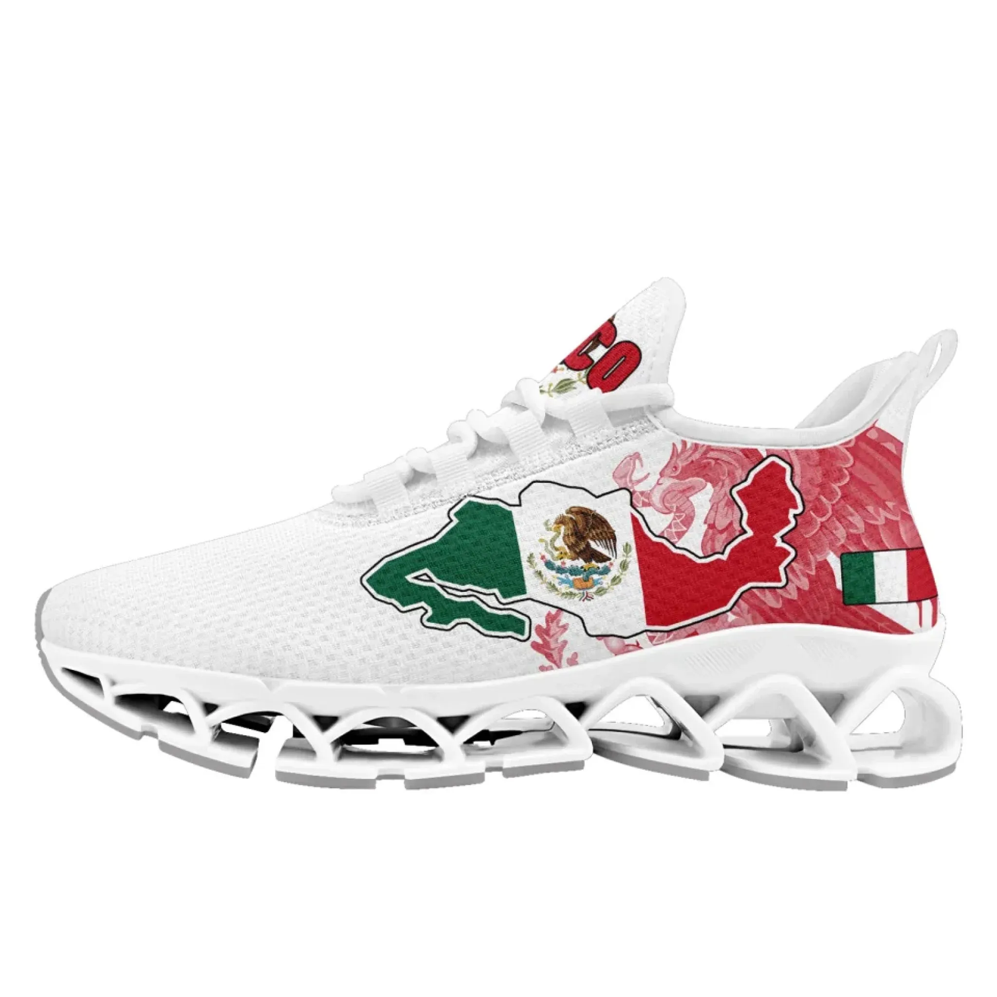 Personalized Mexico Flag Sneakers, Custom Mexican Heritage Pride Shoes, Breathable Running Shoes