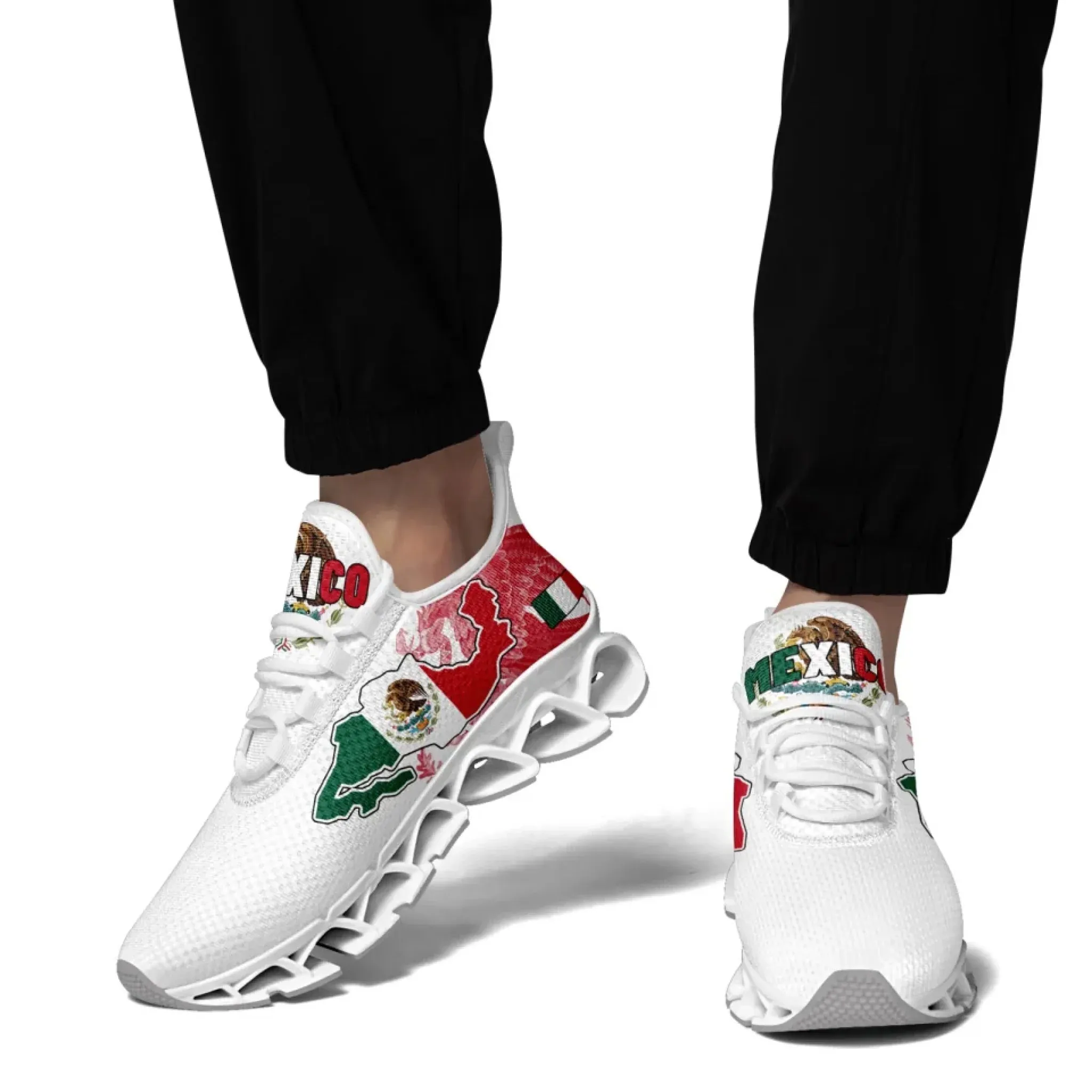 Personalized Mexico Flag Sneakers, Custom Mexican Heritage Pride Shoes, Breathable Running Shoes