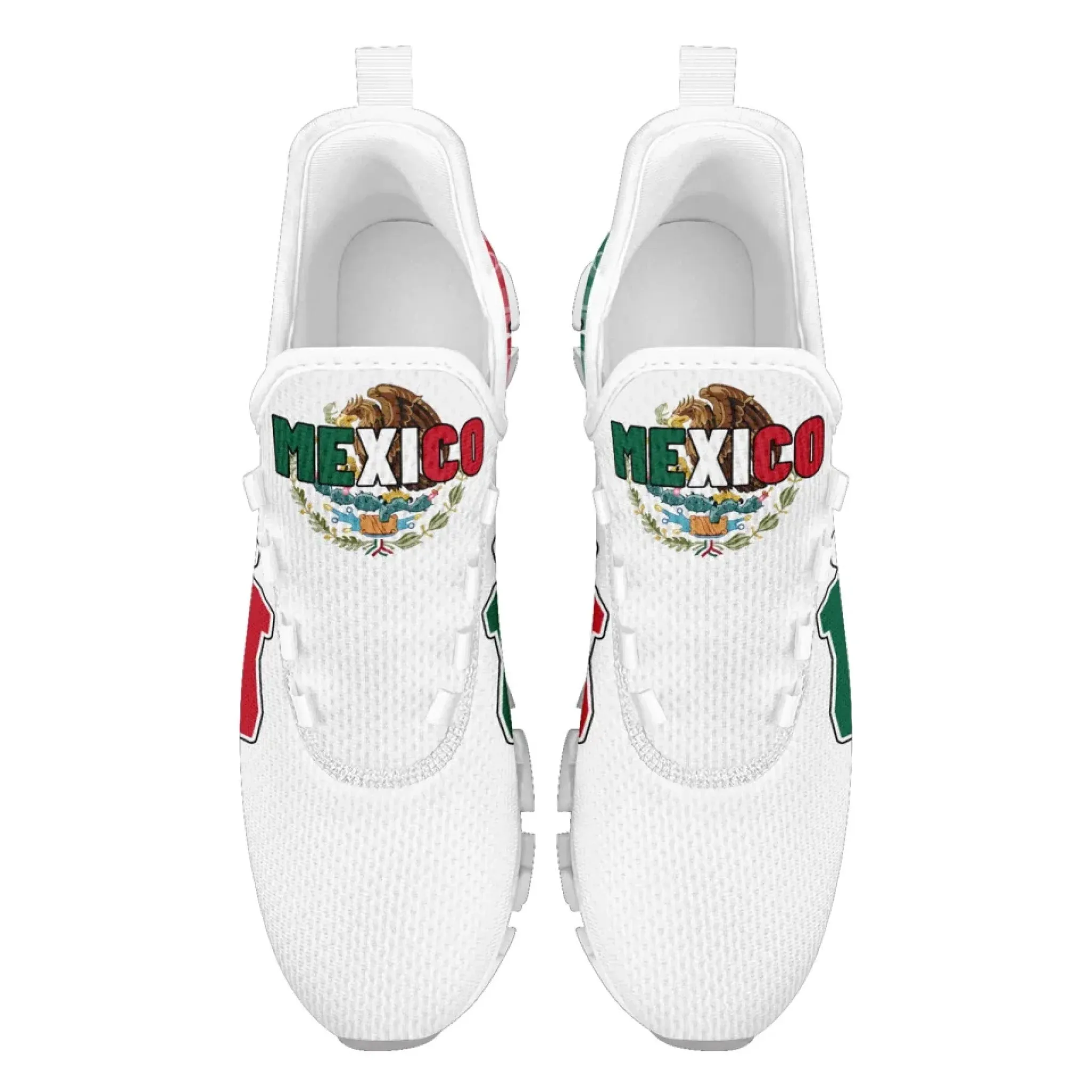 Personalized Mexico Flag Sneakers, Custom Mexican Heritage Pride Shoes, Breathable Running Shoes