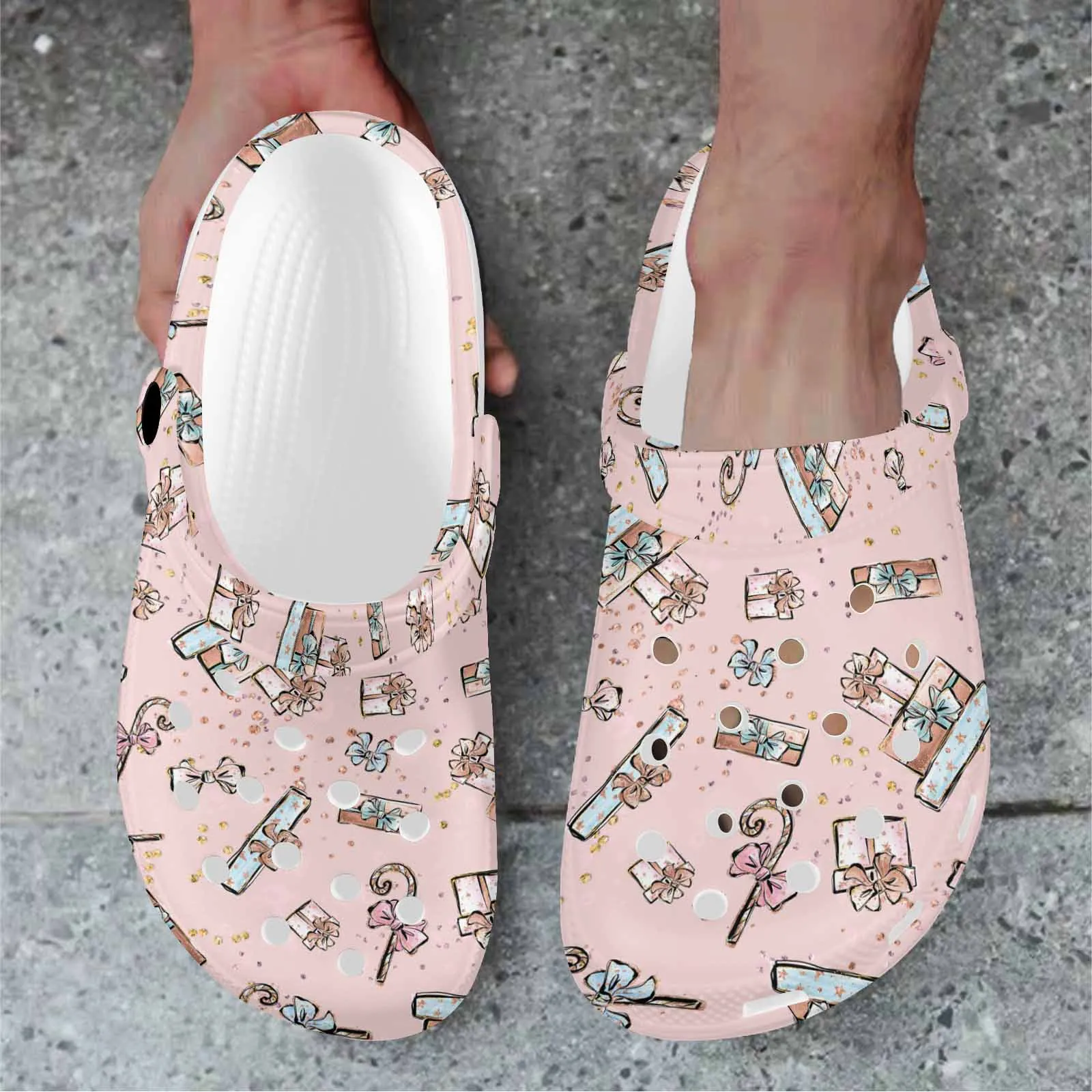 Pink Christmas  Custom Print Adults Clogs