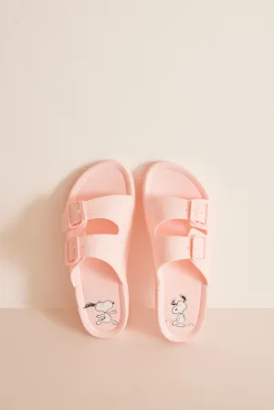 Pink Snoopy injected sandals