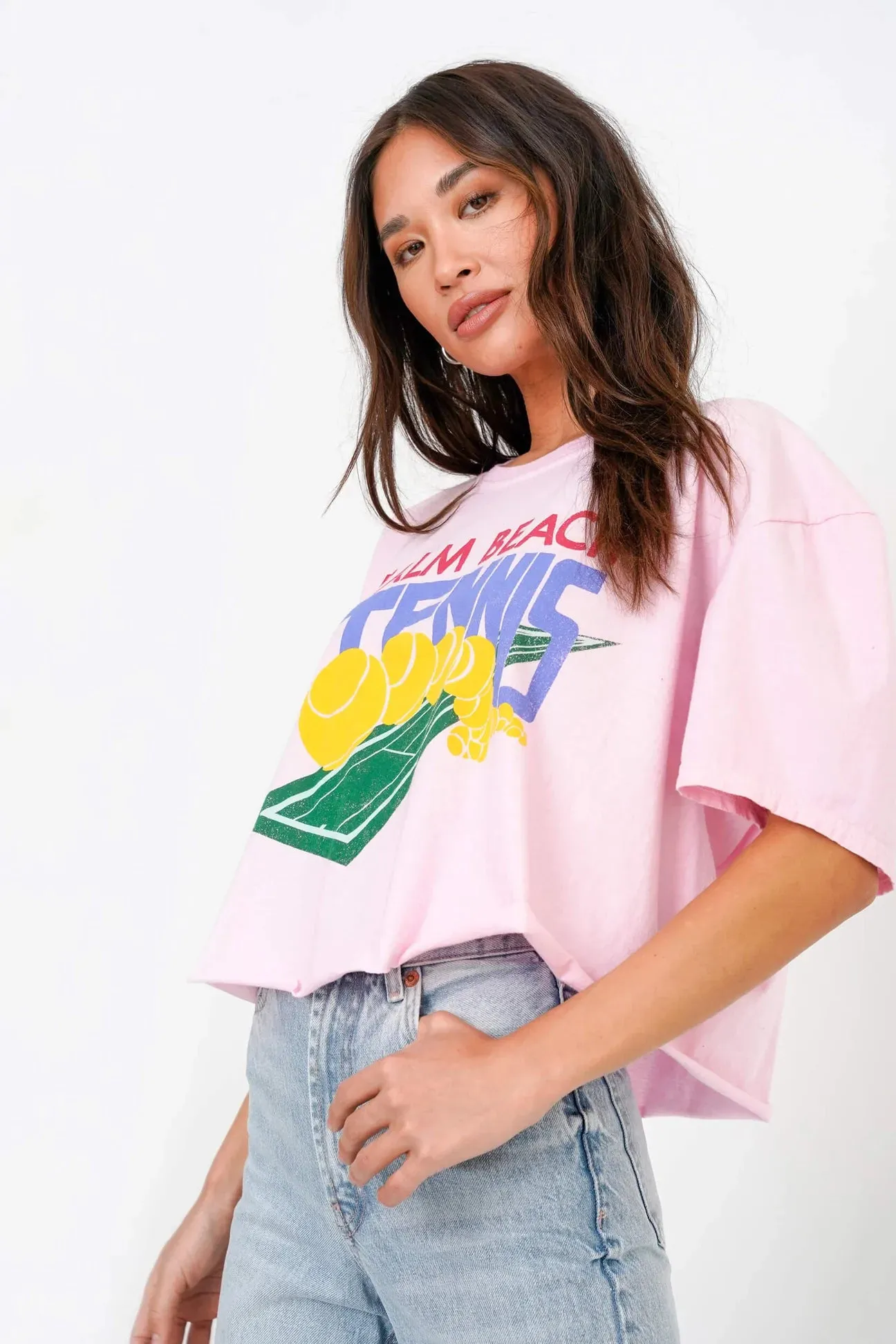 Project Social T Pink Palm Beach Tennis Cropped Tee