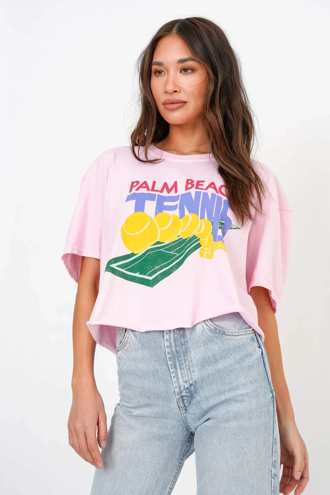 Project Social T Pink Palm Beach Tennis Cropped Tee