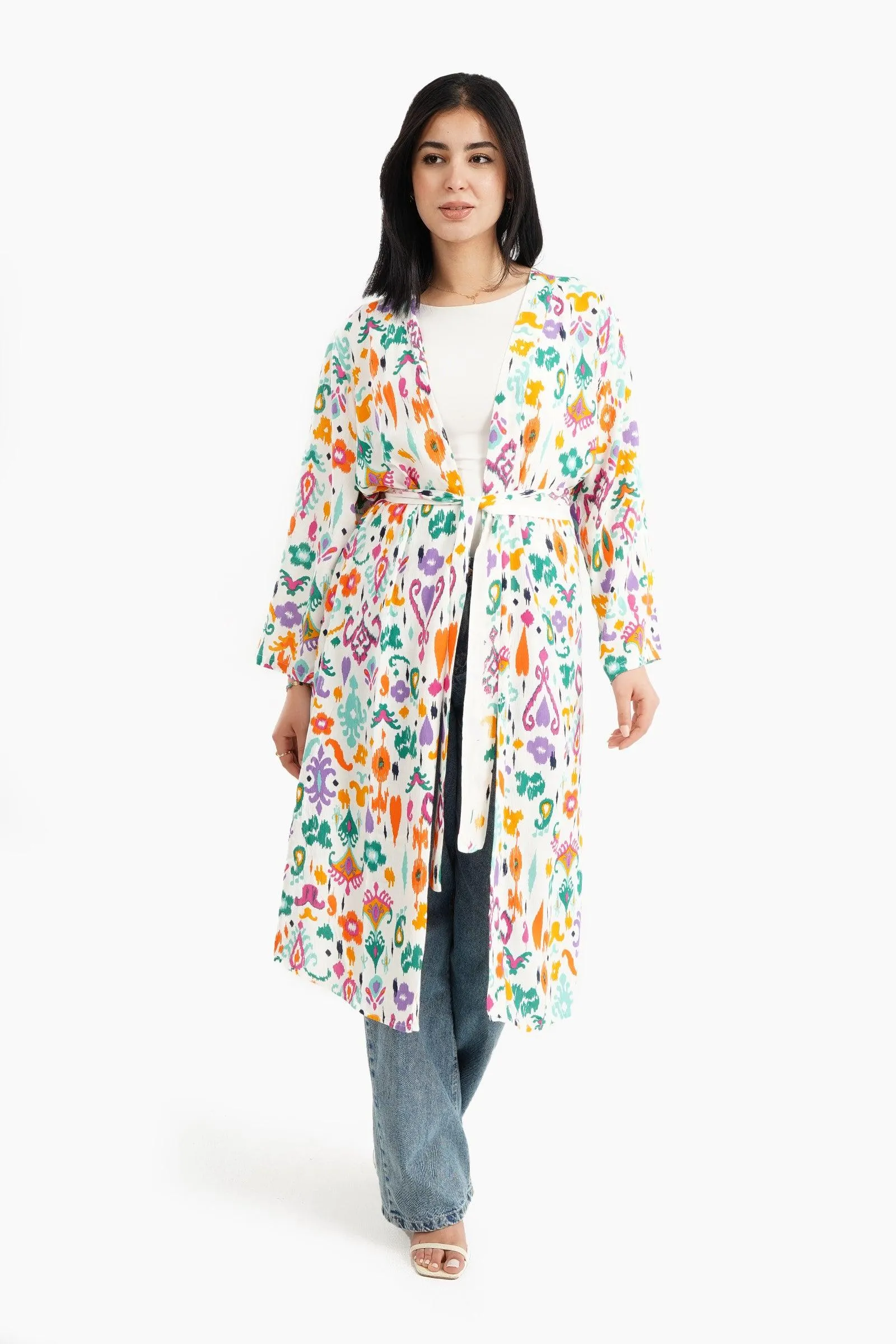 Relaxed Fit Printed Kimono