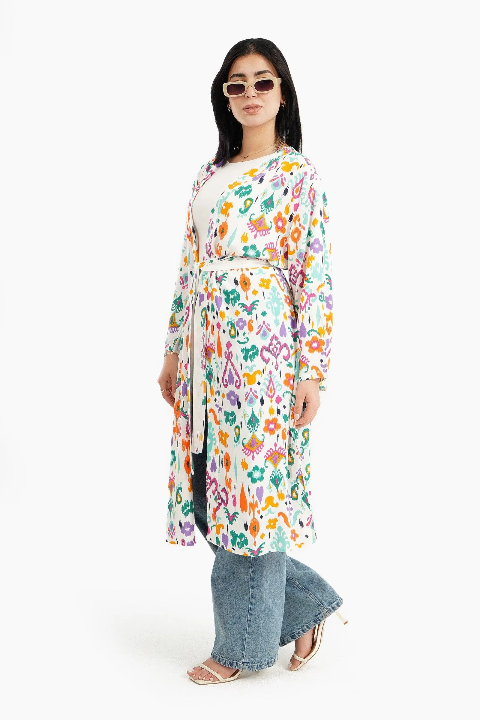 Relaxed Fit Printed Kimono