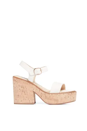 Sardis Platform Sandal in Cream Nappa Leather